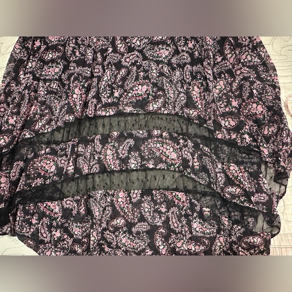 NWT The Kooples Chiffon Pleated Paisley Dress Sz 1 (S) Black Lace Accents - Picture 8 of 11